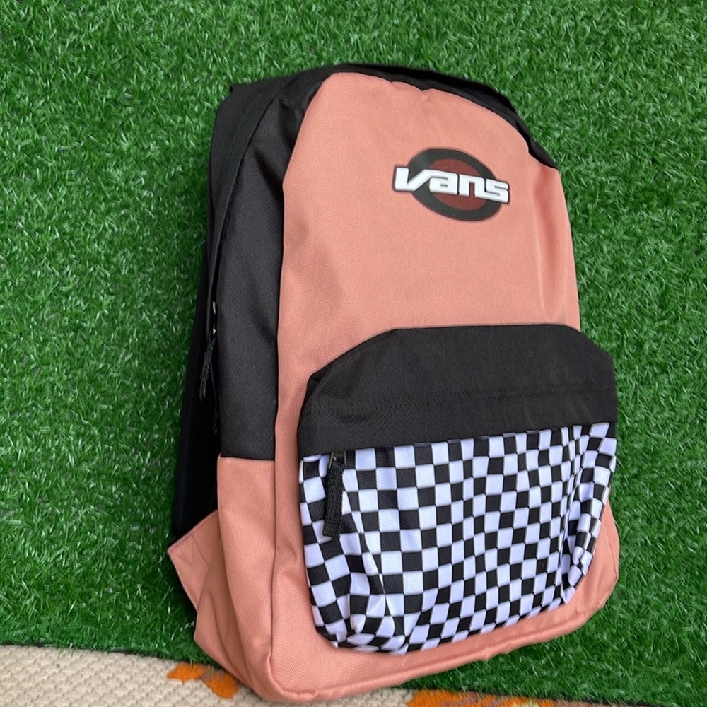 Vans Off The Wall Women's Street Sport Realm Backpack Bag - Rose Pink/Checkered - Picture 2 of 16